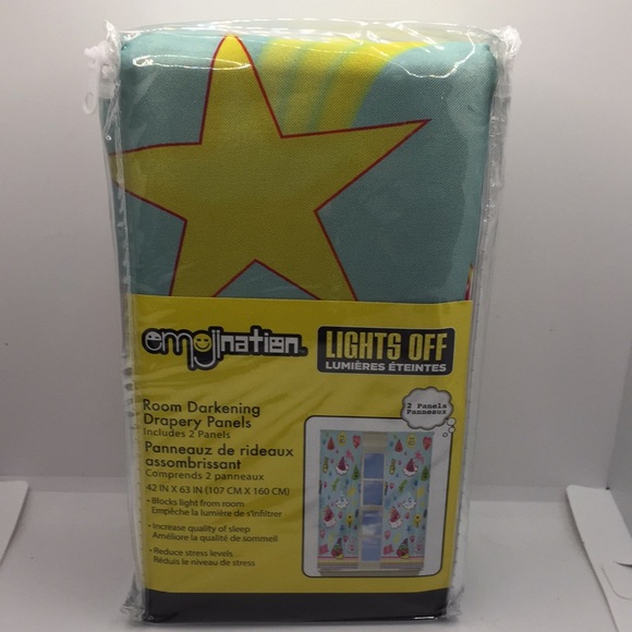 Emoji Raining Emoji's Room Darkening Drapes Panels Window Curtains 42 x … - Picture 2 of 16